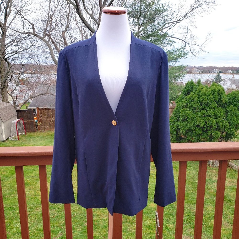 ++ DANA BUCHMAN Navy Blue Blazer Plus Sz 16 NWT - Picture 1 of 12